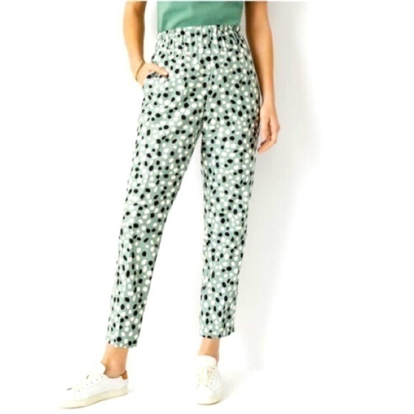 Ann Taylor The Easy Ankle Womens Large Elastic Waist Loose Fit High Rise Pants - Picture 2 of 9